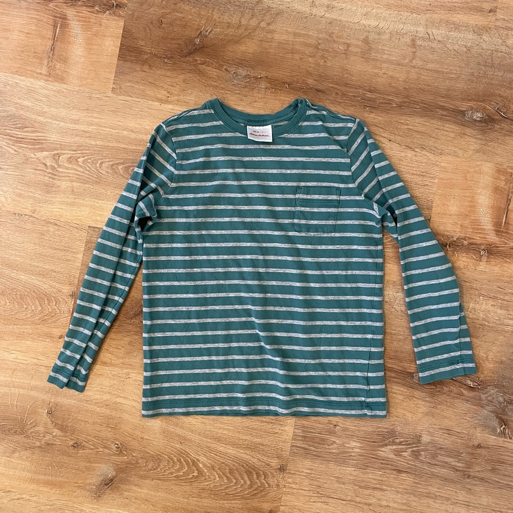 Boys Long Sleeve Stripe Pocket Tee Size 10